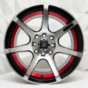 RIN 14X7 4-100/114.3 R1 SPORT 1082 BLACK MACHINE FACE+RED UNDERCUT ET0 CB73.1 